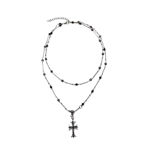 韩国小众ins高级暗黑辣妹亚文化双层叠戴十字架吊坠项链锁骨链