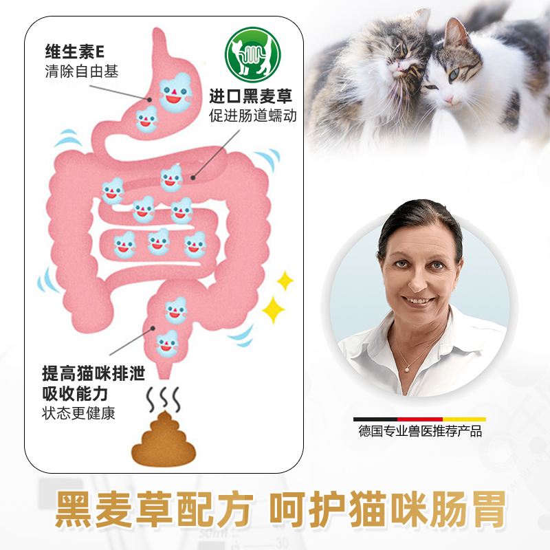 德国俊亮化毛膏猫咪营生养膏吐排毛球宝维素猫草牛MQB磺酸骏宝眼