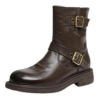 红蜻蜓西部靴中筒机车靴