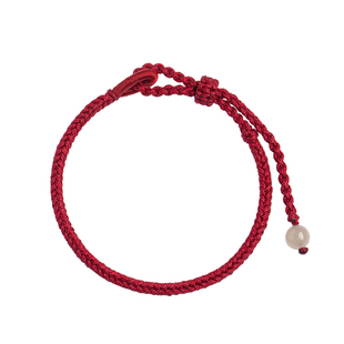 红绳手链女款情侣和田玉转运珠本命年红手绳亲子儿童脚链编织绳子