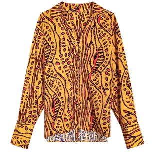 落落狷介上衣设计感小众女花色衬衫2025年新款宽松长袖衬衣小个子