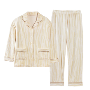 乐姿梦睡衣情侣装一男一女新款秋冬季海岛绒加厚韵味家居服秋冬天