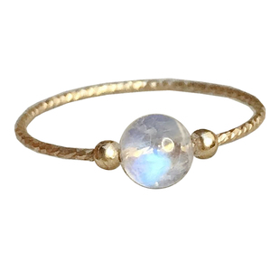 月光爱人之天然月光石戒指玻璃体强蓝光不褪色14k注金手工戒指圈