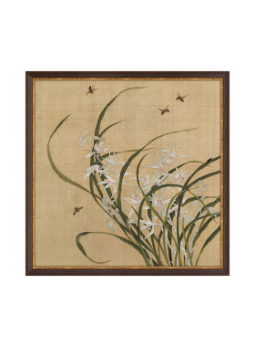 瓦简《兰花图》中古装饰画