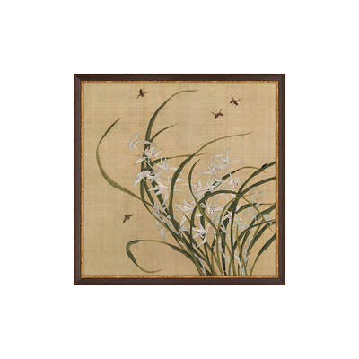 瓦简《兰花图》中古装饰画