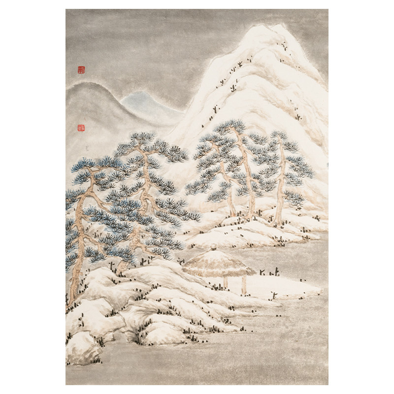 山雪松亭图原创国画文人画