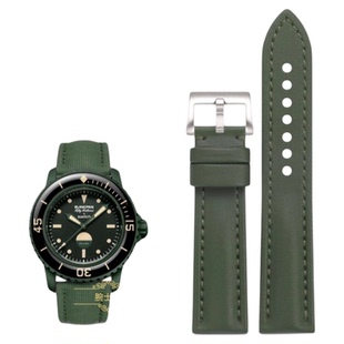 适配Swatch宝珀联名表带碧波洋风暴洋斯沃琪碳纤维尼龙编织纹真皮