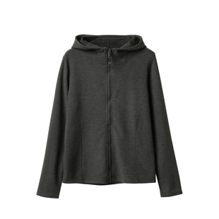 含羊毛 女士连帽外套 修身上衣  基础百搭加薄绒开衫 秋冬款 女装