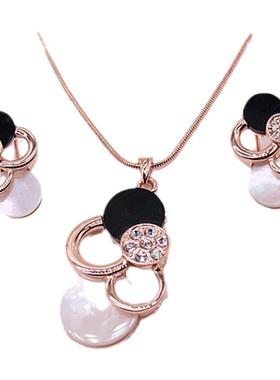 欧美夸张耳钉白贝母高级感锁骨链