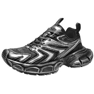 马克华菲鞋子男鞋厚底老爹鞋男款增高男士休闲鞋冬季黑色运动鞋男