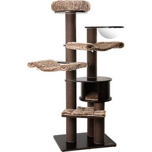 蜜罐猫爬架猫窝猫树一体黑胡桃木色漆面实木多层板猫架大型 H2501