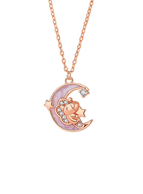 马年本命年紫色月亮纯银项链