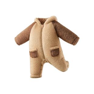 贝肽斯婴儿衣服秋冬夹棉连体衣冬季家居服加厚宝宝外出棉服爬服