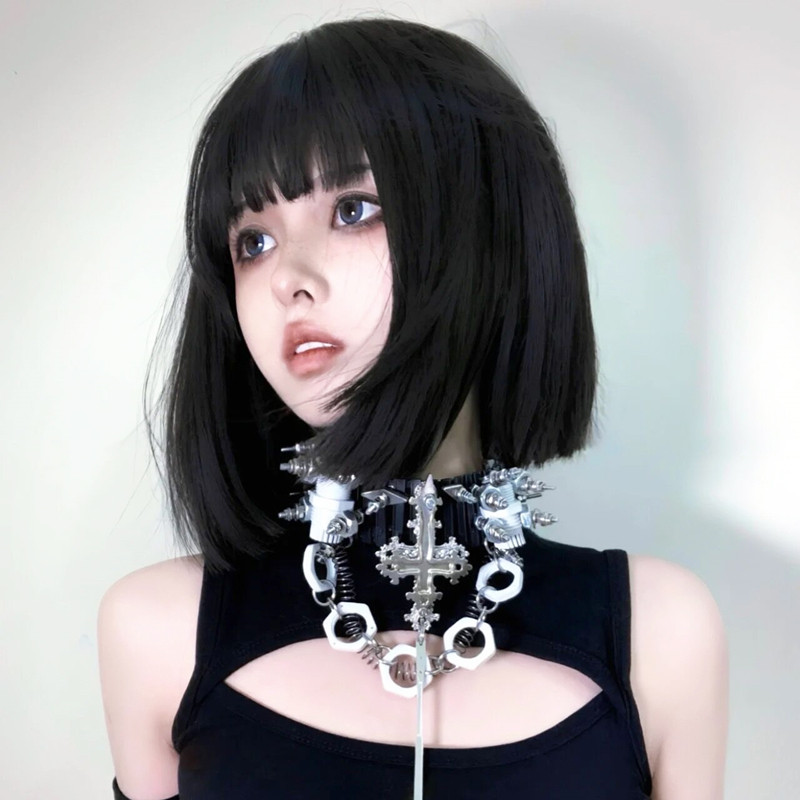 假发短发女夏季自然全头套式甜酷帅气漫画刘海一刀切波波头假发套