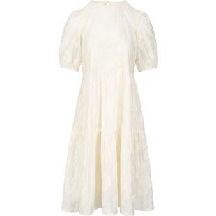 衣香丽影白色蕾丝连衣裙女2025年夏装新款天丝绣花度假风小洋裙子