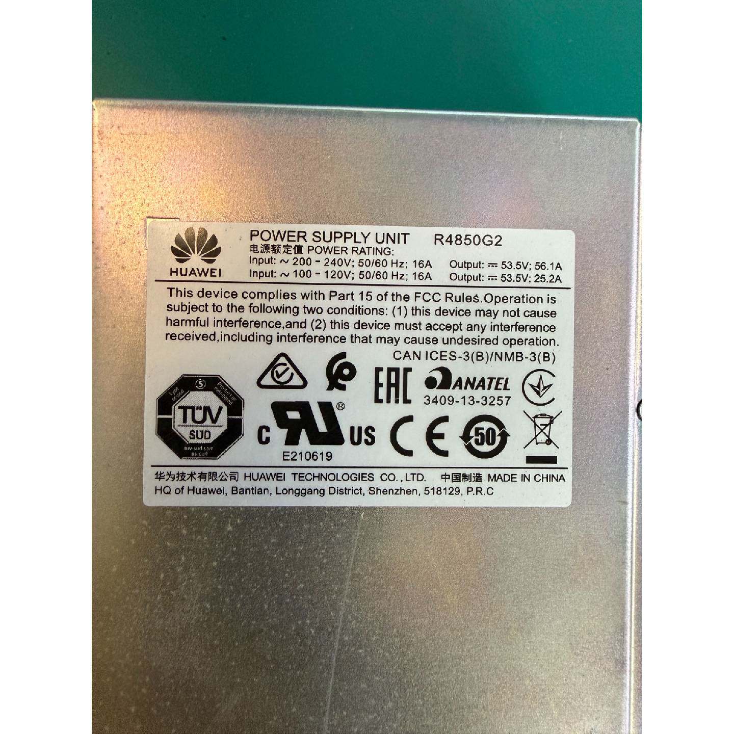 议价可维修华为R4850G2电源模块拆机件功能不详没修过外壳完整铭