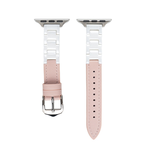 匠戴适用苹果S11手表iwatch8表带applewatch9高级感S10金属S8创意新款陶瓷拼真皮S7夏季SE3女款时尚10男运动