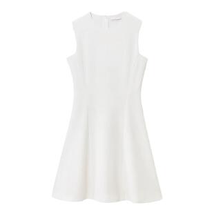OVV春夏热卖女装三醋酸面料经典A字无袖连衣裙小白裙