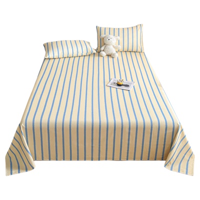 全棉轻磨毛蓝色竖条纹单件床单