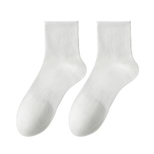 袜子男款中筒袜防臭7a抗菌吸汗棉袜夏季薄款短袜白色夏天男士长袜