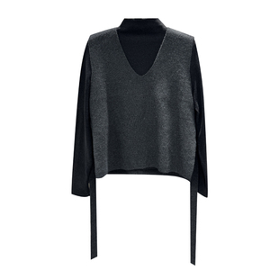 V领针织背心修身长袖T恤内外两件套女2025初冬叠穿显瘦减龄小衫潮