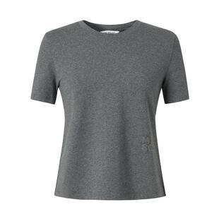 MOISSAC摩萨克秋棉高智感圆领短袖logo灰色休闲T恤女
