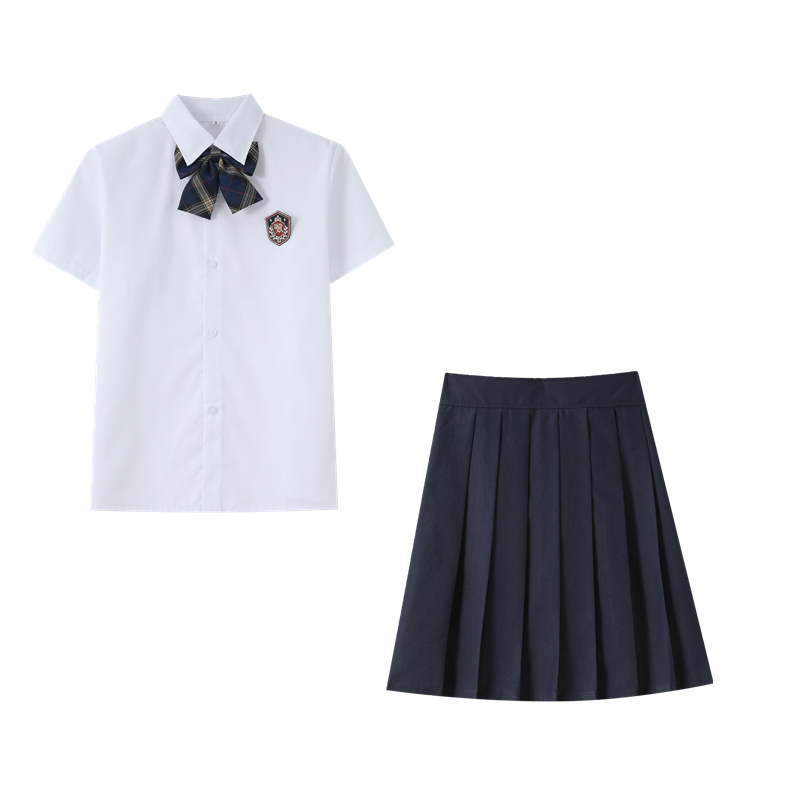 中学生校服女套装学院风白衬衫藏青百褶裙高中朗诵演出服毕业班服