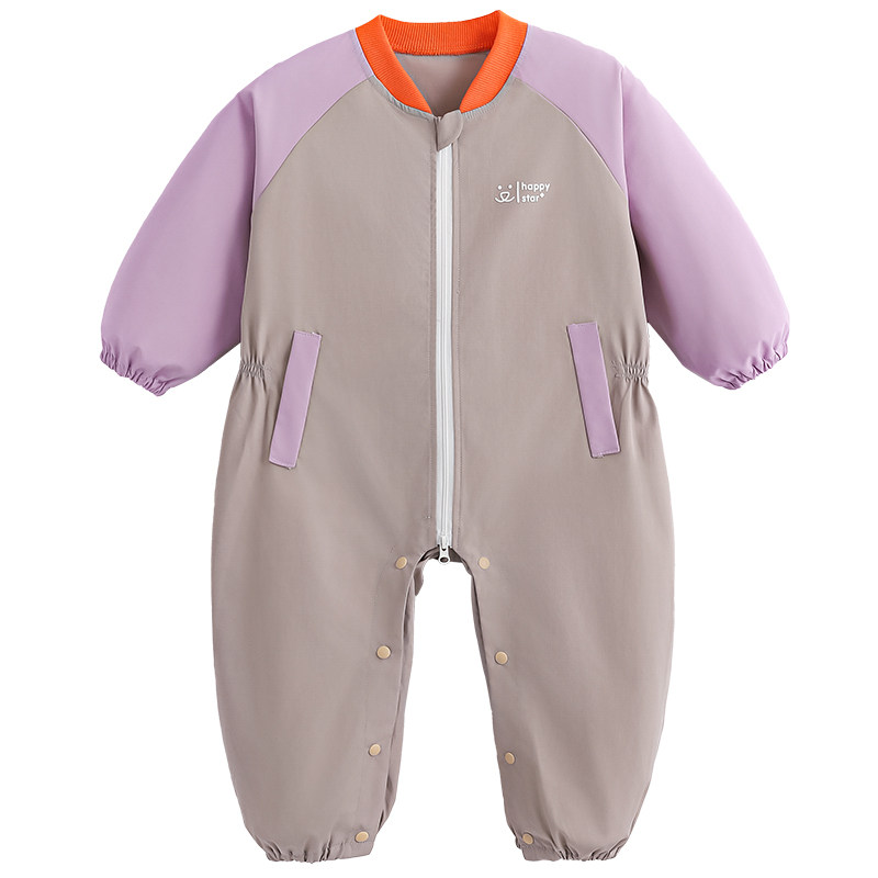 宝宝防水罩衣婴幼儿爬爬服男女童爬行连体衣羽绒服防脏哈衣春秋冬