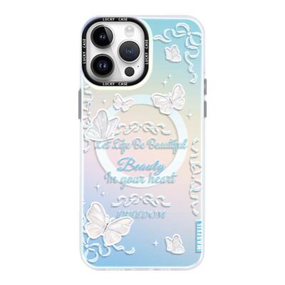 ANGYING× 丝带蝴蝶适用苹果17promax手机壳15磁吸新款iPhone16pro保护套13pm甜美小众12高级ip14全包带支架