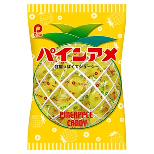 日本进口PINE佩茵菠萝味水果糖110g酸甜果汁硬糖圆形休闲小零食