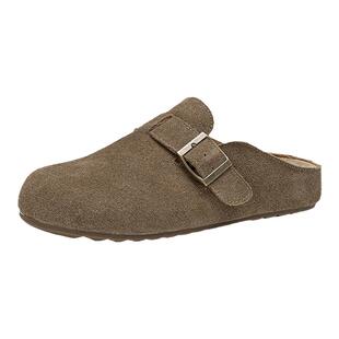 依思q真皮勃肯鞋包头半拖鞋女外穿2026新款春季懒人一脚蹬博肯鞋