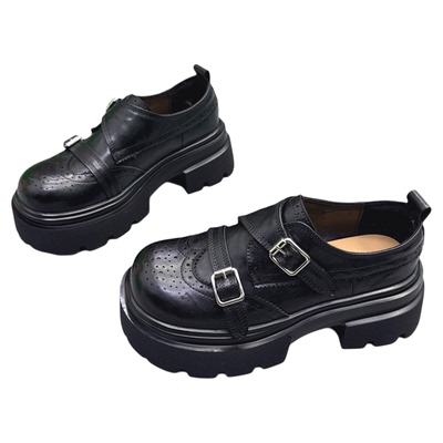 真皮增高6cm厚底乐福鞋小皮鞋女