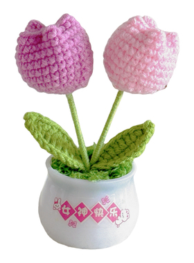郁金香编织成品桌面摆件生日礼物