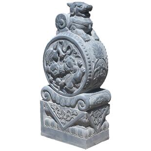 石雕青石仿古门墩门口抱鼓石摆件一对看门石狮子貔貅小象石鼓包邮