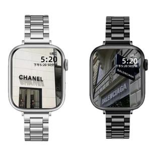 适用iwatch苹果手表表带s10金属不锈钢applewatch9se手链条女表带