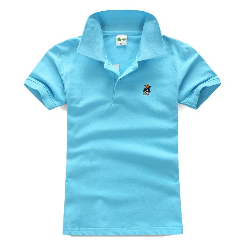 儿童白色T恤男童夏装女童POLO衫纯棉翻领上衣宝宝短袖班服卡通