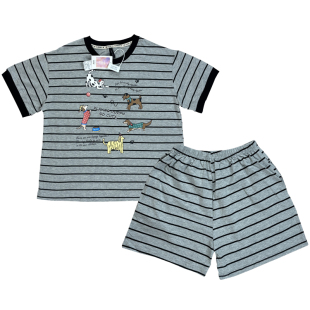 睡衣女款夏季2025短袖新款高级感条纹短裤薄款纯棉套装夏款家居服