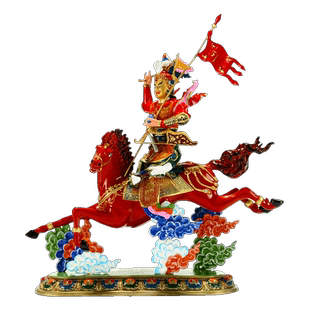 欧斯特彩绘《格萨尔王》室内家用精工铜雕《觉如》铜像摆件