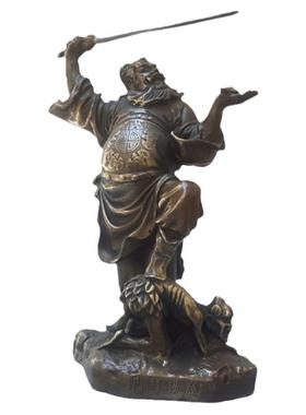 持剑钟馗捉鬼驱魔黄铜赐福工艺品