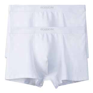 白色内裤纯棉透气男四角裤白裤子防透浅色拍婚纱照纯色宽松2条装