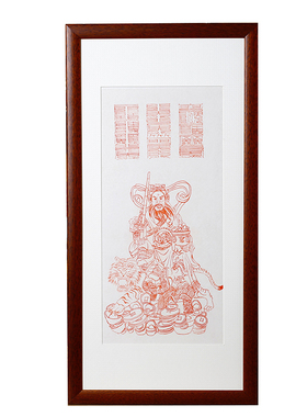 赵公明客厅摆件云澜朱砂新中式