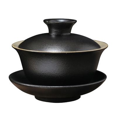 高档70ml黑陶三才盖碗