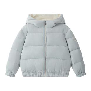 bonbon et bonbon儿童男浅灰蓝100%棉灯芯绒羽绒外套连帽设计