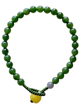天然和田玉正阳绿碧玉蜜蜡手绳