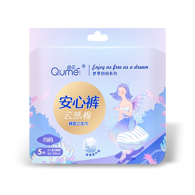 曲美裤型卫生巾夜用防侧漏