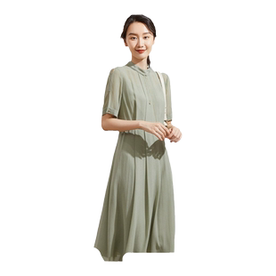 乔万尼真丝连衣裙好看流行年新款商场同款高端桑蚕丝长裙EF2E339