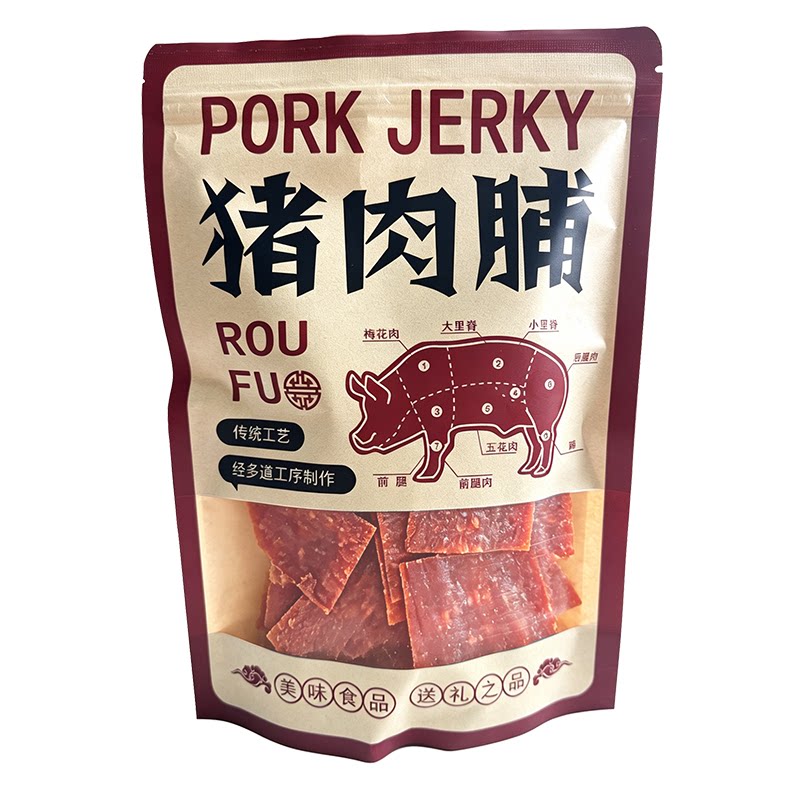 马洲优脯308g特级猪肉脯自然片大袋靖江特产肉类零食小吃原味肉铺