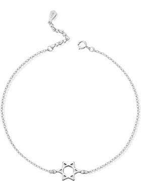 韩国纯银六芒星时尚个性风手链