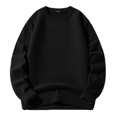 真维斯黑色毛衣男秋冬圆领