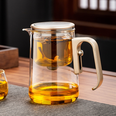泡茶壶2025新款茶水分离磁吸飘逸杯家用玻璃冲茶器一键过滤泡茶杯